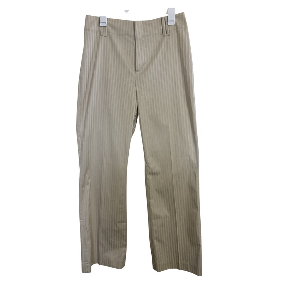 Vtg Y2K Banana Republic Camden Cream Striped Wide Leg Pants Size 12 Stretch